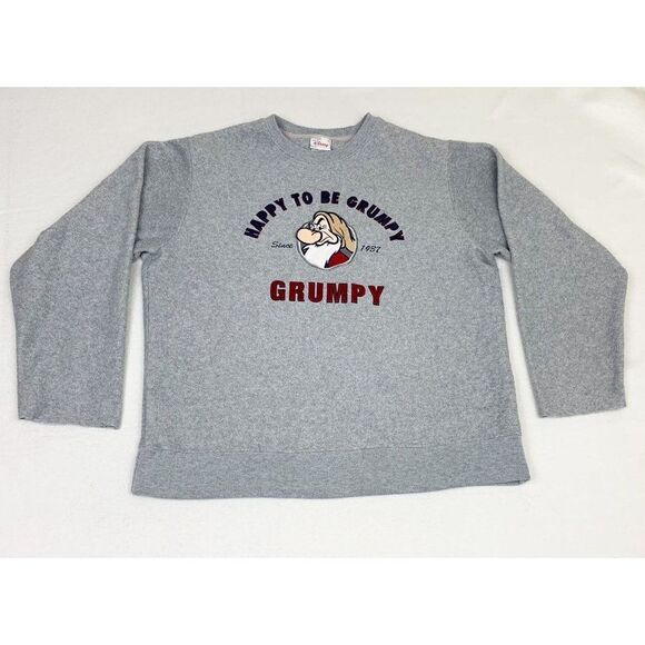 Vintage Disney Grumpy Sweatshirt Grey Medium Oversized Cozy Fleece 7 Dwarfs - Picture 2 of 8